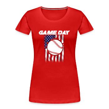 Baseball Sports Baseball Player Pitcher Catcher USA - Women's Premium Organic T-Shirt - red - Front - Mia (176cm)