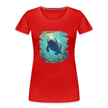 Lamantins Seekuh Lamantin - T-shirt bio Premium Femme - rouge - Devant - Mia (176cm)