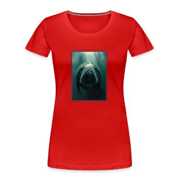 Lamantins Seekuh Lamantin - T-shirt bio Premium Femme - rouge - Devant - Mia (176cm)