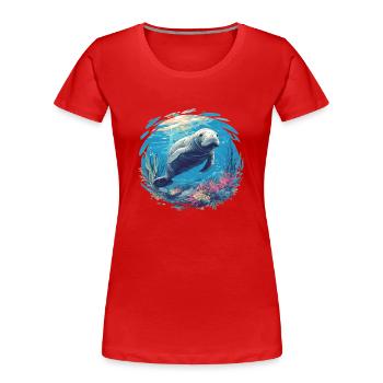 Lamantins Seekuh Lamantin - T-shirt bio Premium Femme - rouge - Devant - Mia (176cm)