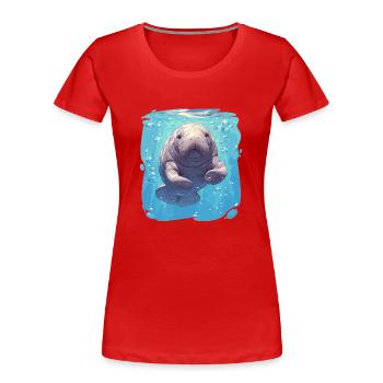 Lamantins Seekuh Lamantin - T-shirt bio Premium Femme - rouge - Devant - Mia (176cm)