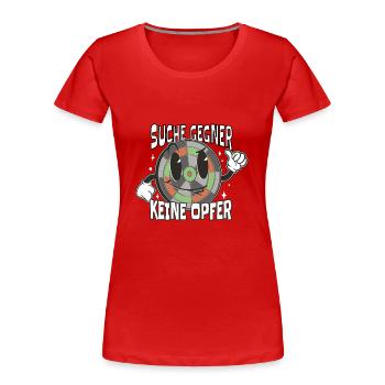 Dartscheibe - Suche Gegner, keine Opfer - Frauen Premium Bio T-Shirt - Rot - Vorne - Mia (176cm)
