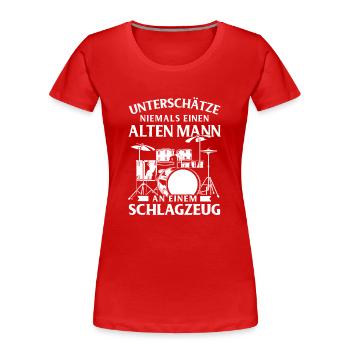 Drums Drums Drumstick Drummer Music Band Rock - Women's Premium Organic T-Shirt - red - Front - Mia (176cm)
