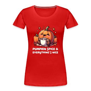 Épices de citrouille et tout est bon - T-shirt bio Premium Femme - rouge - Devant - Mia (176cm)