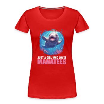 Lamantins Seekuh Lamantin - T-shirt bio Premium Femme - rouge - Devant - Mia (176cm)