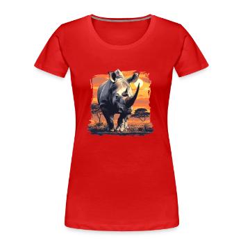 Rhino Nashörner Nashorn - Frauen Premium Bio T-Shirt - Rot - Vorne - Mia (176cm)