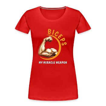 LE BICEPS, MON ARME MIRACLE - T-shirt bio Premium Femme - rouge - Devant - Mia (176cm)