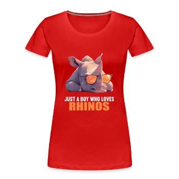 Rhino Nashörner Nashorn - Frauen Premium Bio T-Shirt - Rot - Vorne - Mia (176cm)