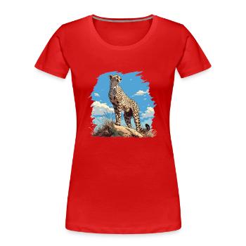 Cheetah Geparde Gepard - Frauen Premium Bio T-Shirt - Rot - Vorne - Mia (176cm)