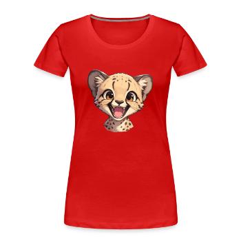 Cheetah Geparde Gepard - Frauen Premium Bio T-Shirt - Rot - Vorne - Mia (176cm)