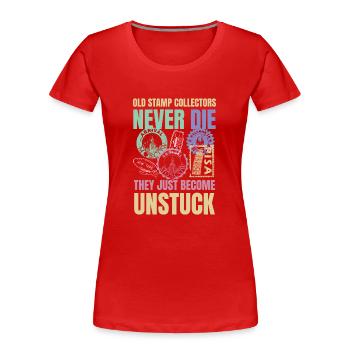 Lustige Briefmarken Briefmarkensammlung Humor - Frauen Premium Bio T-Shirt - Rot - Vorne - Mia (176cm)