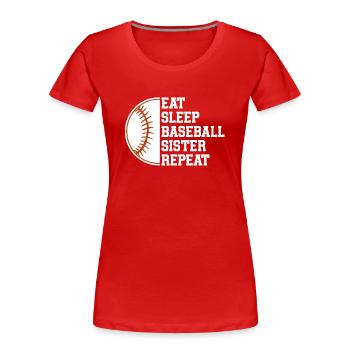 Baseball Sports Baseball Player Pitcher Catcher USA - Women's Premium Organic T-Shirt - red - Front - Mia (176cm)
