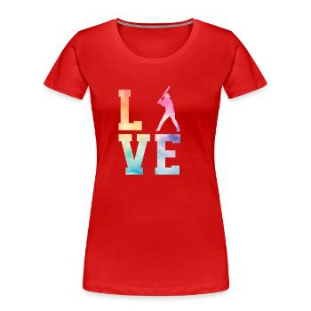 Baseball Sports Baseball Player Pitcher Catcher USA - Women's Premium Organic T-Shirt - red - Front - Mia (176cm)