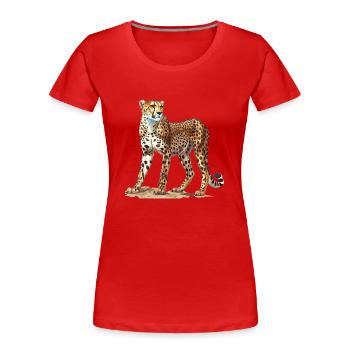 Cheetah Geparde Gepard - Frauen Premium Bio T-Shirt - Rot - Vorne - Mia (176cm)