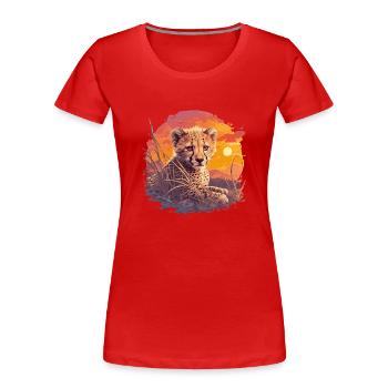 Cheetah Geparde Gepard - Frauen Premium Bio T-Shirt - Rot - Vorne - Mia (176cm)