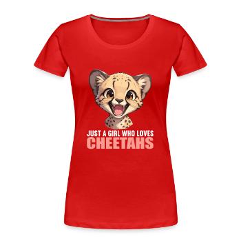 Cheetah Geparde Gepard - Frauen Premium Bio T-Shirt - Rot - Vorne - Mia (176cm)