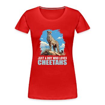 Cheetah Geparde Gepard - Frauen Premium Bio T-Shirt - Rot - Vorne - Mia (176cm)