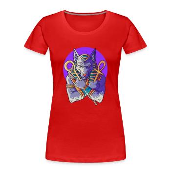 Hiéroglyphes Anubis Mythologie égyptienne - T-shirt bio Premium Femme - rouge - Devant - Mia (176cm)
