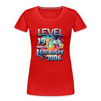 Level 19 Freigeschaltet seit 1982 Geburtstag - Frauen Premium Bio T-Shirt - Rot - Vorne - Mia (176cm)