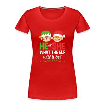 Weihnachten Gender Reveal Neugeborenes Babysprüche - Frauen Premium Bio T-Shirt - Rot - Vorne - Mia (176cm)