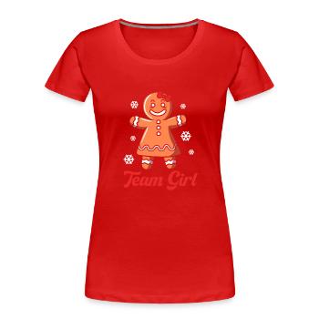 Weihnachten Gender Reveal Neugeborenes Babysprüche - Frauen Premium Bio T-Shirt - Rot - Vorne - Mia (176cm)