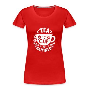 Tee ist meine Tasse Glück - Frauen Premium Bio T-Shirt - Rot - Vorne - Mia (176cm)