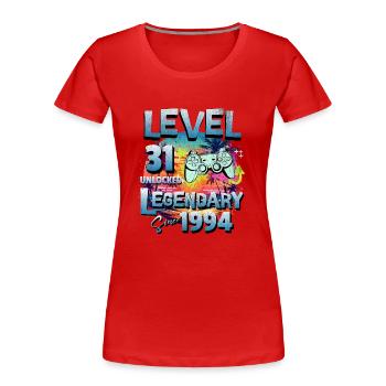 Level 31 Freigeschaltet seit 1982 Geburtstag - Frauen Premium Bio T-Shirt - Rot - Vorne - Mia (176cm)