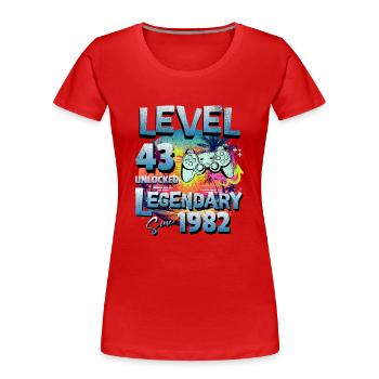 Level 43 Freigeschaltet seit 1982 Geburtstag - Frauen Premium Bio T-Shirt - Rot - Vorne - Mia (176cm)