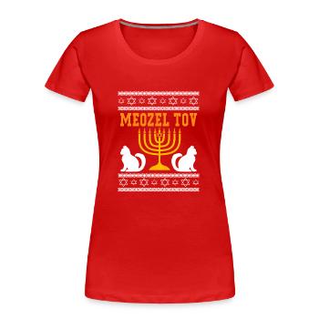 Hanoucca - T-shirt bio Premium Femme - rouge - Devant - Mia (176cm)