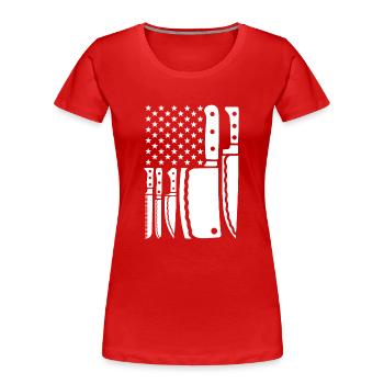Cuisine USA Drapeau Choisir Arme Food Chef - T-shirt bio Premium Femme - rouge - Devant - Mia (176cm)