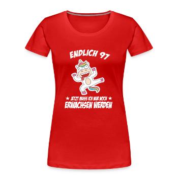 97 anniversaire Paroles positives pour 97 anniversaire - T-shirt bio Premium Femme - rouge - Devant - Mia (176cm)