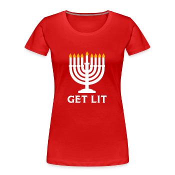 Hanoucca - T-shirt bio Premium Femme - rouge - Devant - Mia (176cm)