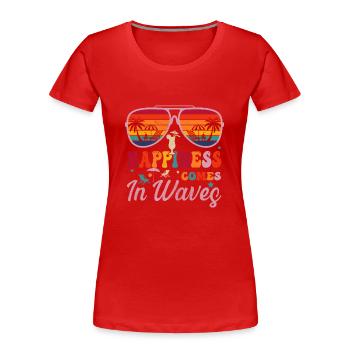 Le bonheur vient par vagues - T-shirt bio Premium Femme - rouge - Devant - Mia (176cm)