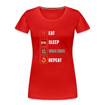 Dog Walker Gardien d’animaux professionnel Promenade de chien - T-shirt bio Premium Femme - rouge - Devant - Mia (176cm)