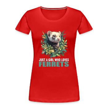 Ferret Frettchen - Frauen Premium Bio T-Shirt - Rot - Vorne - Mia (176cm)