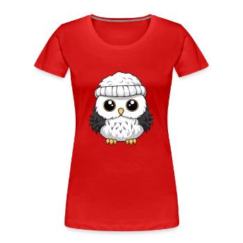 hibou hiver animal bébé bande dessinée - T-shirt bio Premium Femme - rouge - Devant - Mia (176cm)