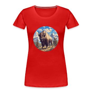 Bisons Bison - Frauen Premium Bio T-Shirt - Rot - Vorne - Mia (176cm)