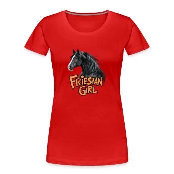 Fière cavalière frisonne - T-shirt bio Premium Femme - rouge - Devant - Mia (176cm)
