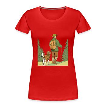 FORESTIER, RANGER, CHASSEUR - T-shirt bio Premium Femme - rouge - Devant - Mia (176cm)
