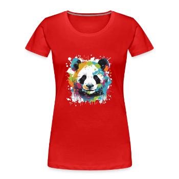 Panda Kopf Porträt Pop Art - Frauen Premium Bio T-Shirt - Rot - Vorne - Mia (176cm)