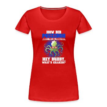 Poséidon salue la mythologie du monstre marin - T-shirt bio Premium Femme - rouge - Devant - Mia (176cm)