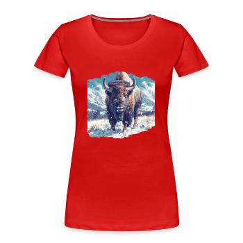 Bisons Bison - Frauen Premium Bio T-Shirt - Rot - Vorne - Mia (176cm)