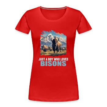 Bisons Bison - Frauen Premium Bio T-Shirt - Rot - Vorne - Mia (176cm)
