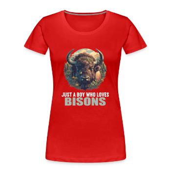 Bisons Bison - Frauen Premium Bio T-Shirt - Rot - Vorne - Mia (176cm)