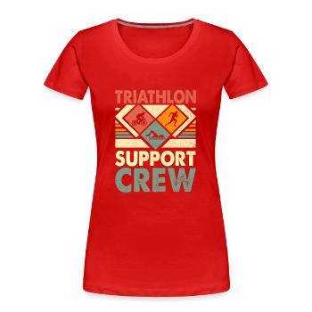 Triathlon Support Crew Natation Vélo Course Triathlète - T-shirt bio Premium Femme - rouge - Devant - Mia (176cm)