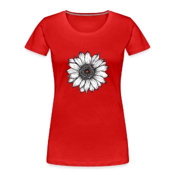 Sonnenblume mit Herz Sunflower with Heart - Frauen Premium Bio T-Shirt - Rot - Vorne - Mia (176cm)