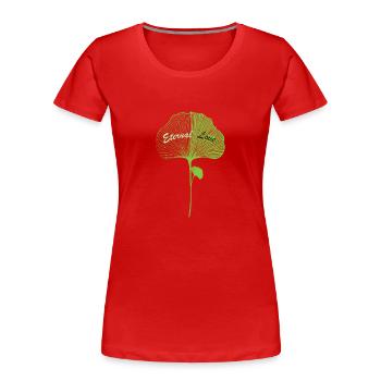 Ginkgo Liebe Ginkgo Love - T-shirt bio Premium Femme - rouge - Devant - Mia (176cm)