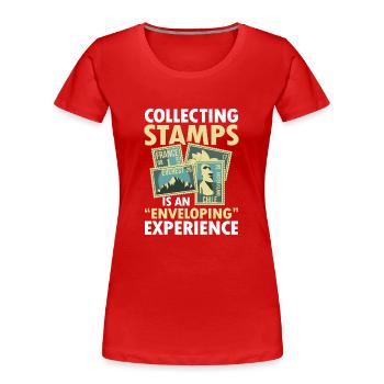 Lustige Briefmarken Briefmarkensammlung Humor - Frauen Premium Bio T-Shirt - Rot - Vorne - Mia (176cm)
