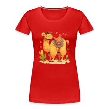 Camel Kamele Kamel - Frauen Premium Bio T-Shirt - Rot - Vorne - Mia (176cm)