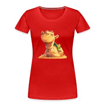 Camel Kamele Kamel - Frauen Premium Bio T-Shirt - Rot - Vorne - Mia (176cm)